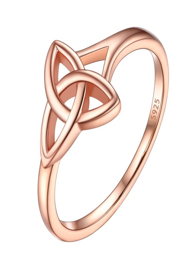 PROSILVER Rose Gold Rings For Women Sterling Silver Celtic Knot Pinky Ring Size 5 - Image 1